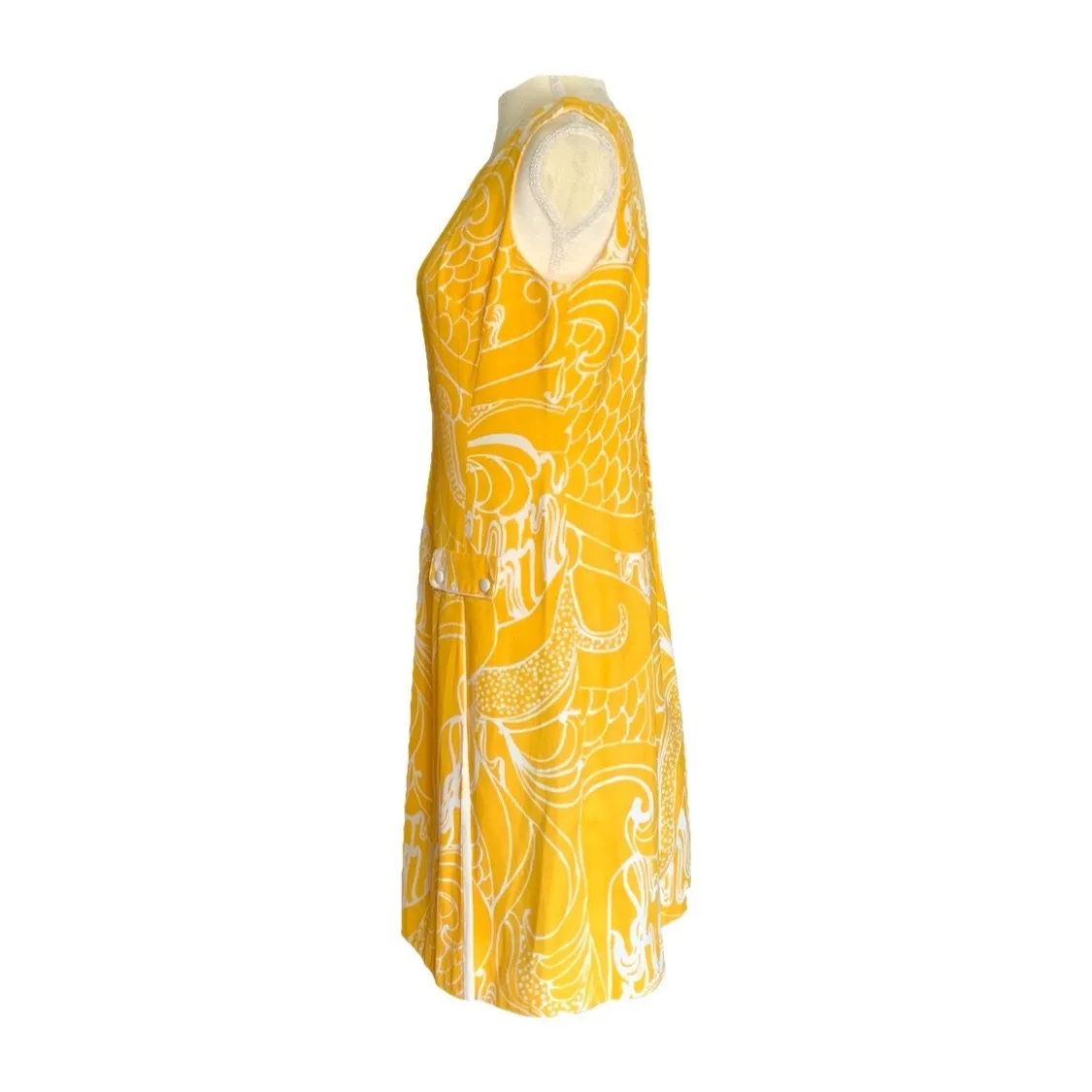 1950s Mod Dress with Yellow and White Two Tone Floral Design from Cover Girl Miami.