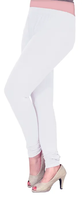 4 Way Stretchable Leggings Womens Churidar Bottoms (White)