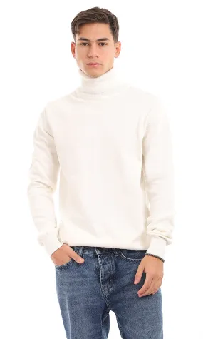 96319 Essential Plain Slip On Turtle Neck Off White Sweater