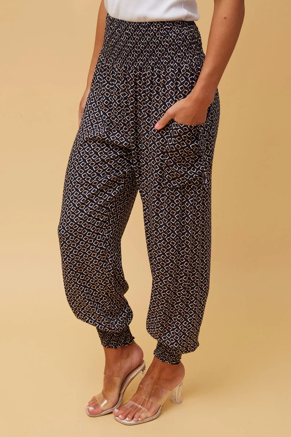 ABSTRACT PRINT BOHO HAREM PANTS