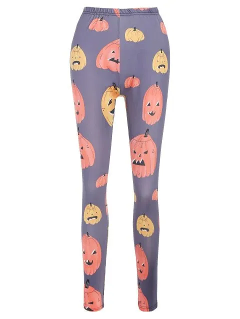 Advanced Cartoon Pumpkins Print Workout Pants