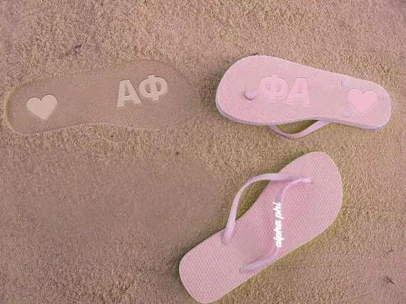 Alpha Phi Flip Flops, With Greek Letter Cutouts