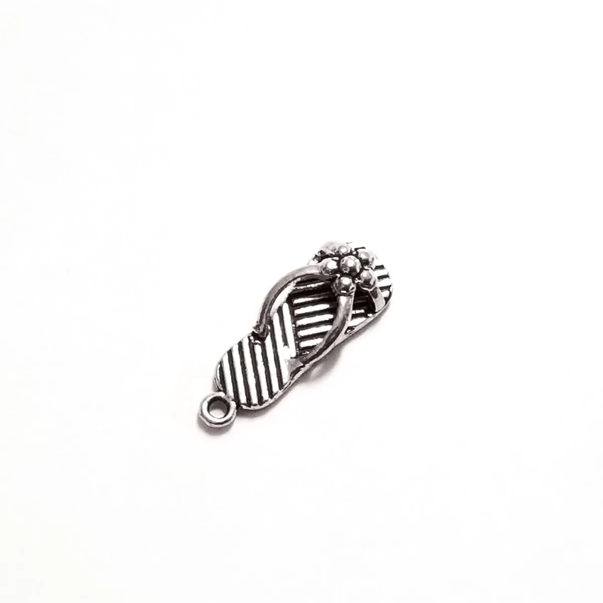 Beach Sandal Charms,, Antique Silver Pendants, 3 Dimensional, Lead Free, Nickel Free, 26x10x6mm, 2mm Loop, Lot Size 8, #2049