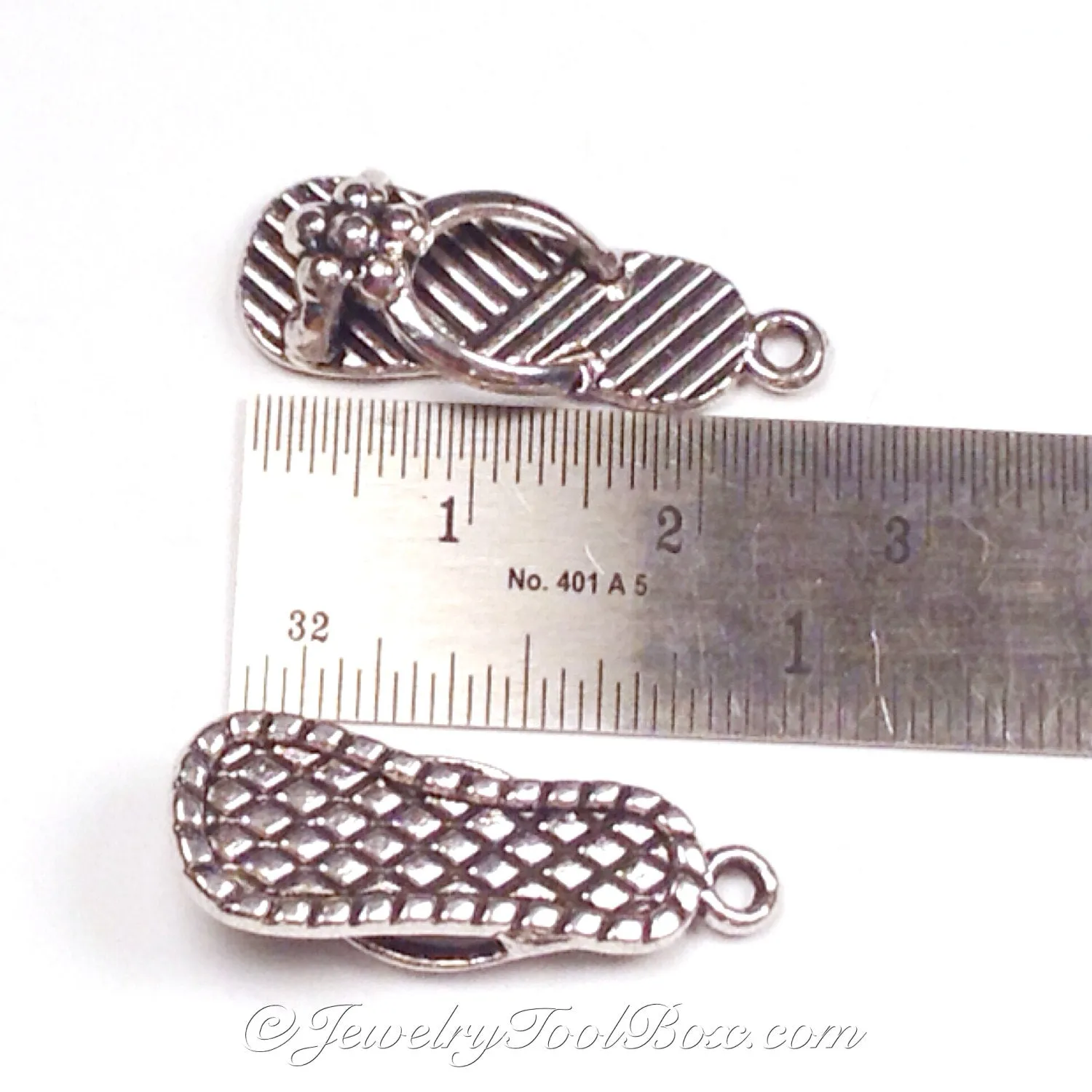 Beach Sandal Charms,, Antique Silver Pendants, 3 Dimensional, Lead Free, Nickel Free, 26x10x6mm, 2mm Loop, Lot Size 8, #2049