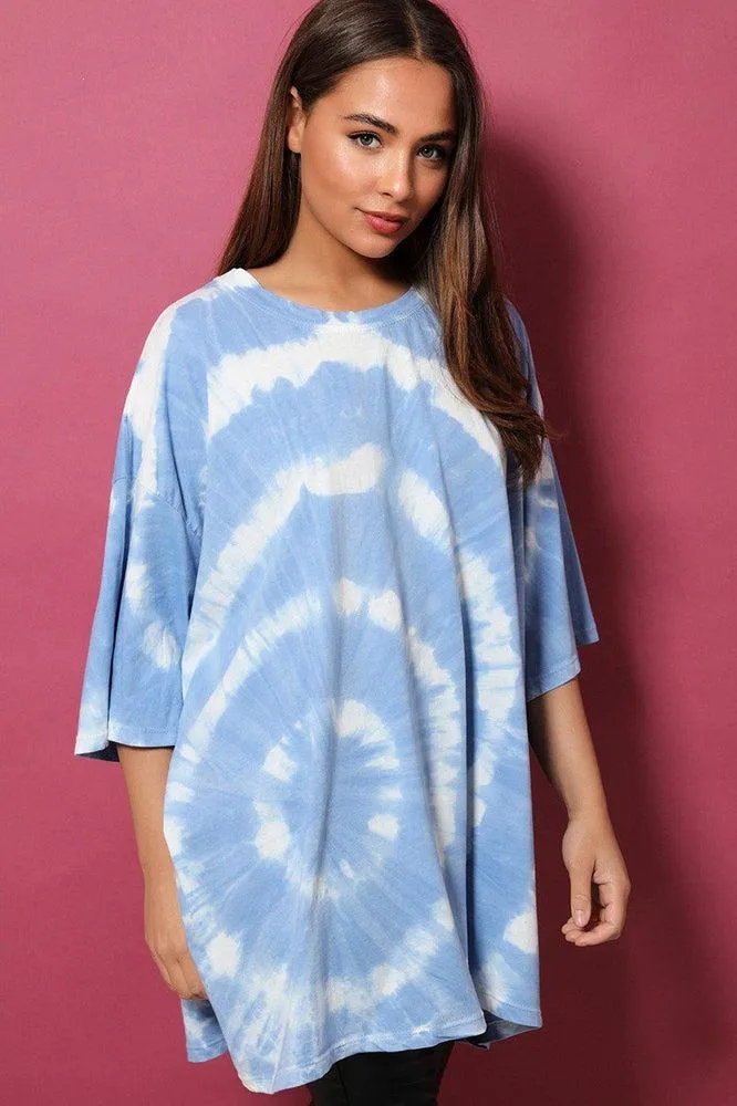 Blue Circle Tie-Dye Lazy Fit Tunic Dress