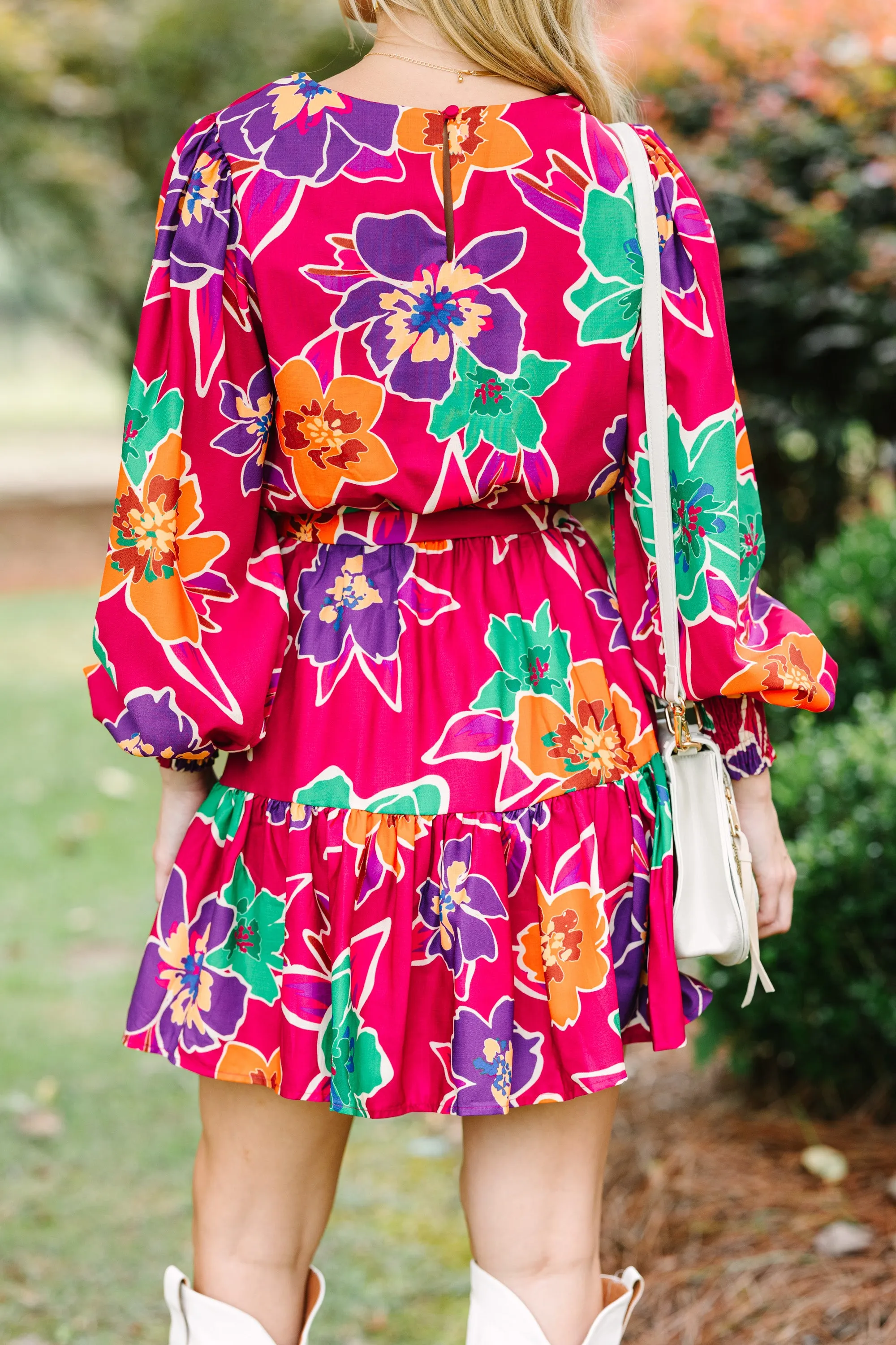 Boldly Be Magenta Pink Floral Dress