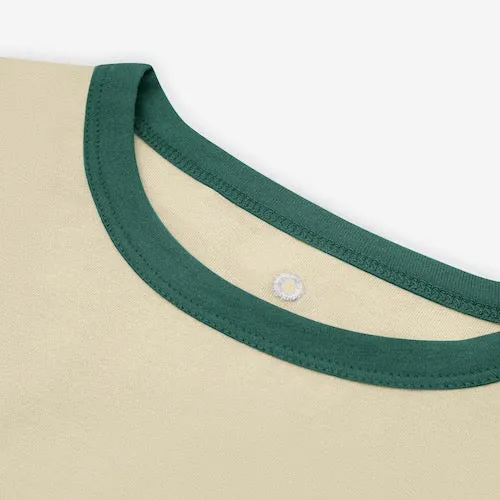 Boxy Longsleeve Colorblocking I Aqua Grey I Forest Green