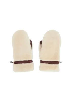 Chloé Shearling Mittens - Beige/ Brown