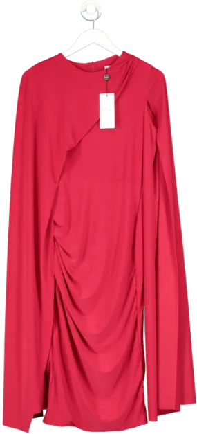 Club L Red Marysol Asymmetric Cape Midi Dress UK 12