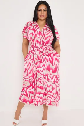 Dani Faux Wrap Dress in Pink Cloud