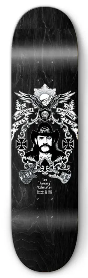 DECK SKATE FREE DOME MOTORHEAD LEMMY TRIBUTE BLACK DYED VENEERS 9.0