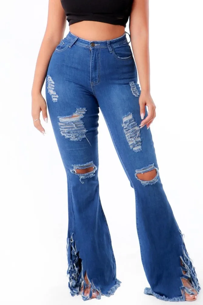 Distressed Flare Jeans