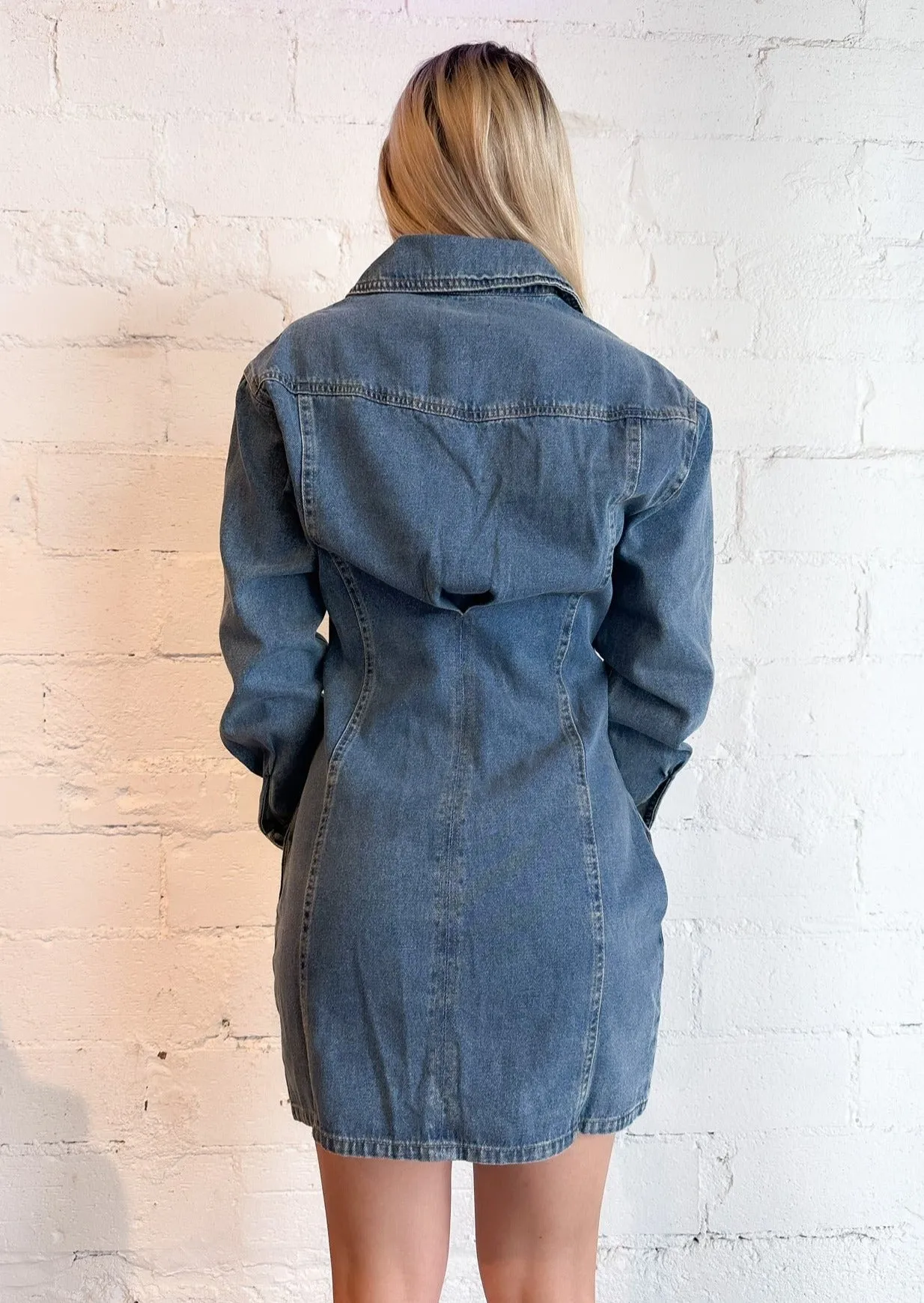 Fitted Denim Utility Dress