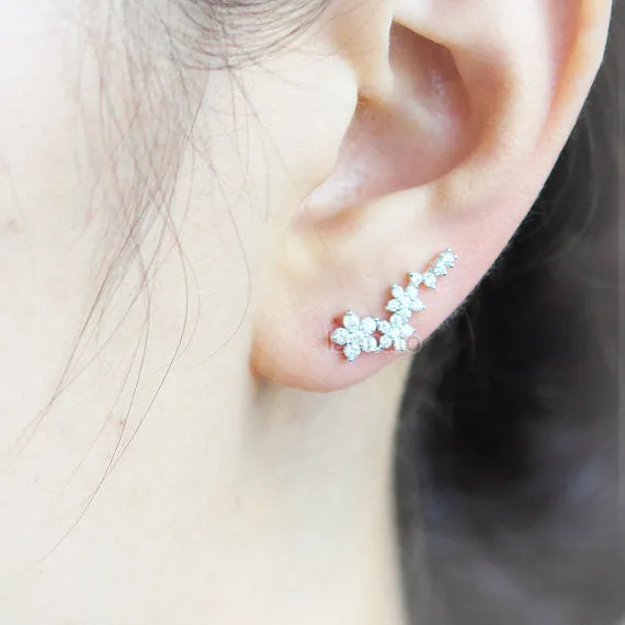 Flowers Ear Climber, ear cuff