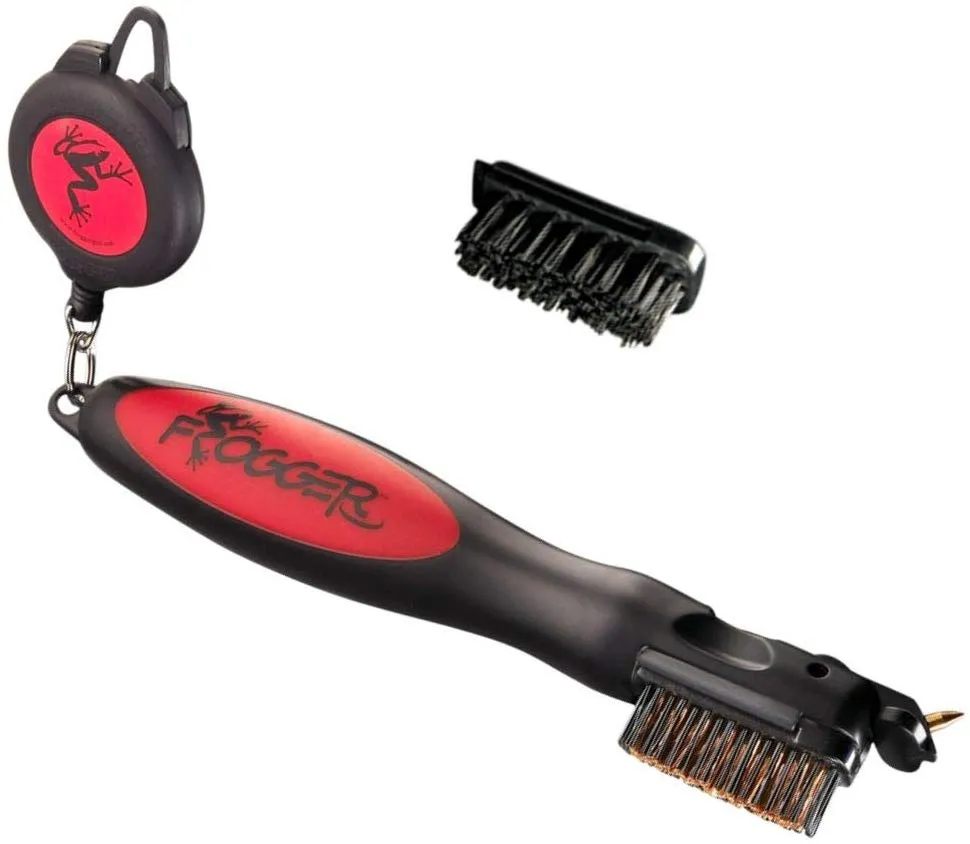 Frogger Golf BrushPro Retractable Golf Club Brush with Groove Cleaner