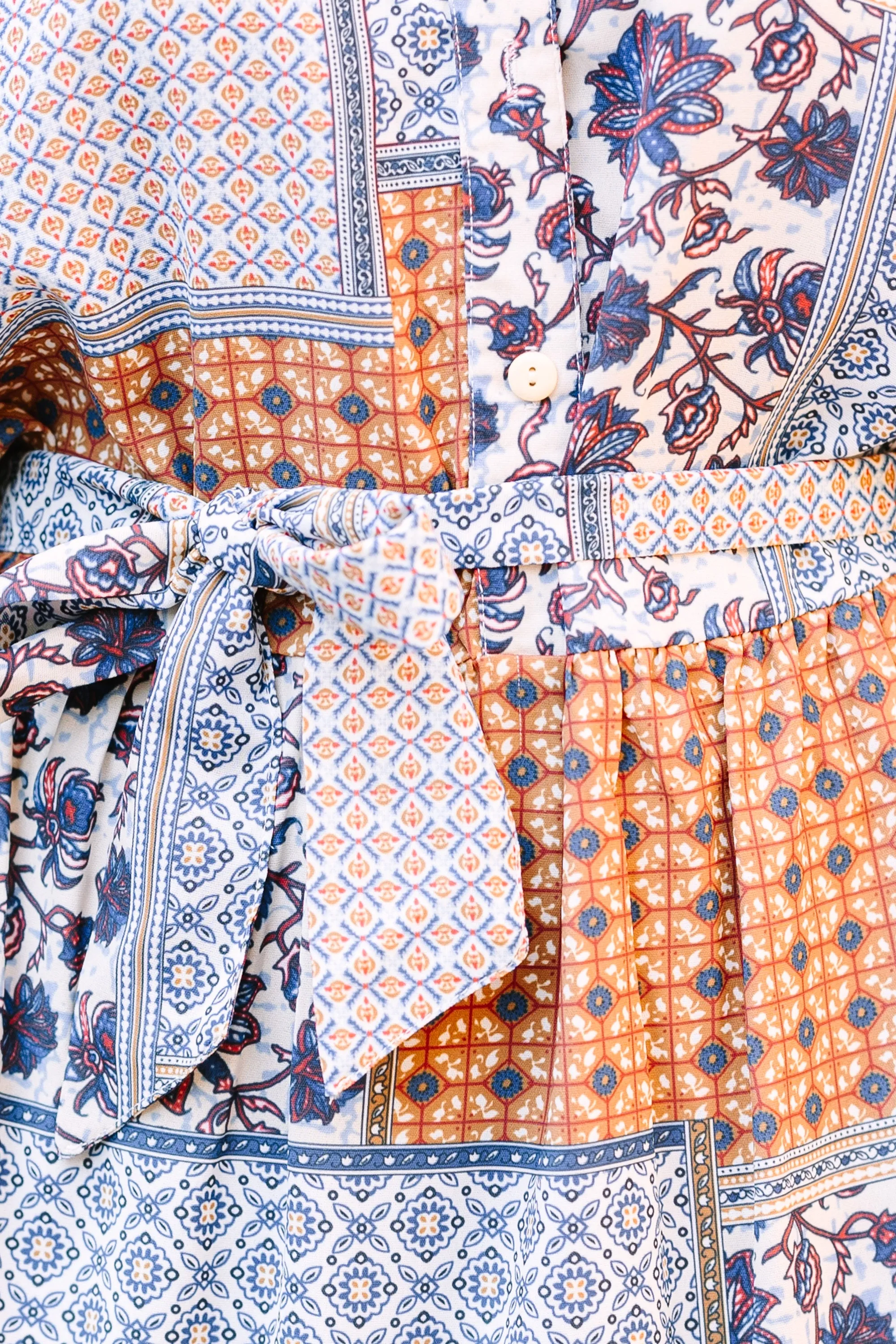 Get What You Love Rust Orange Mixed Print Dress