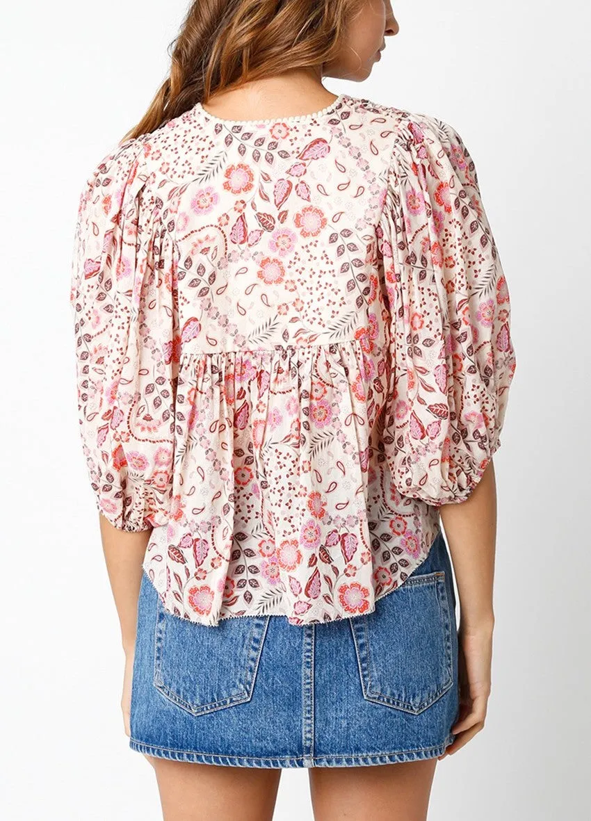 Jennifer Floral Split Neck Top