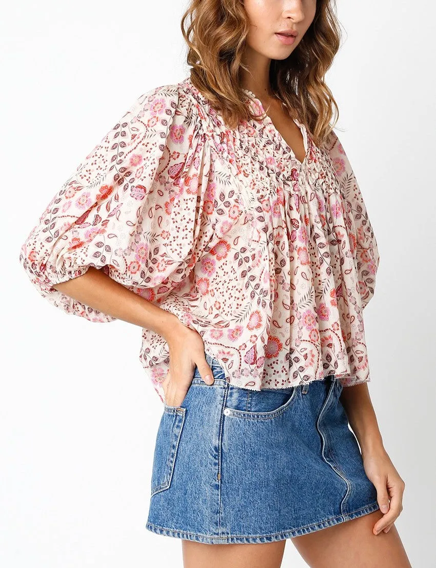 Jennifer Floral Split Neck Top