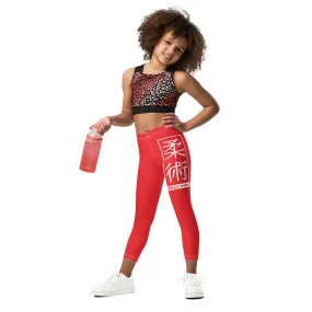 Kids' Girls Yoga Pants Workout Leggings Jiu-Jitsu 001 - Scarlet