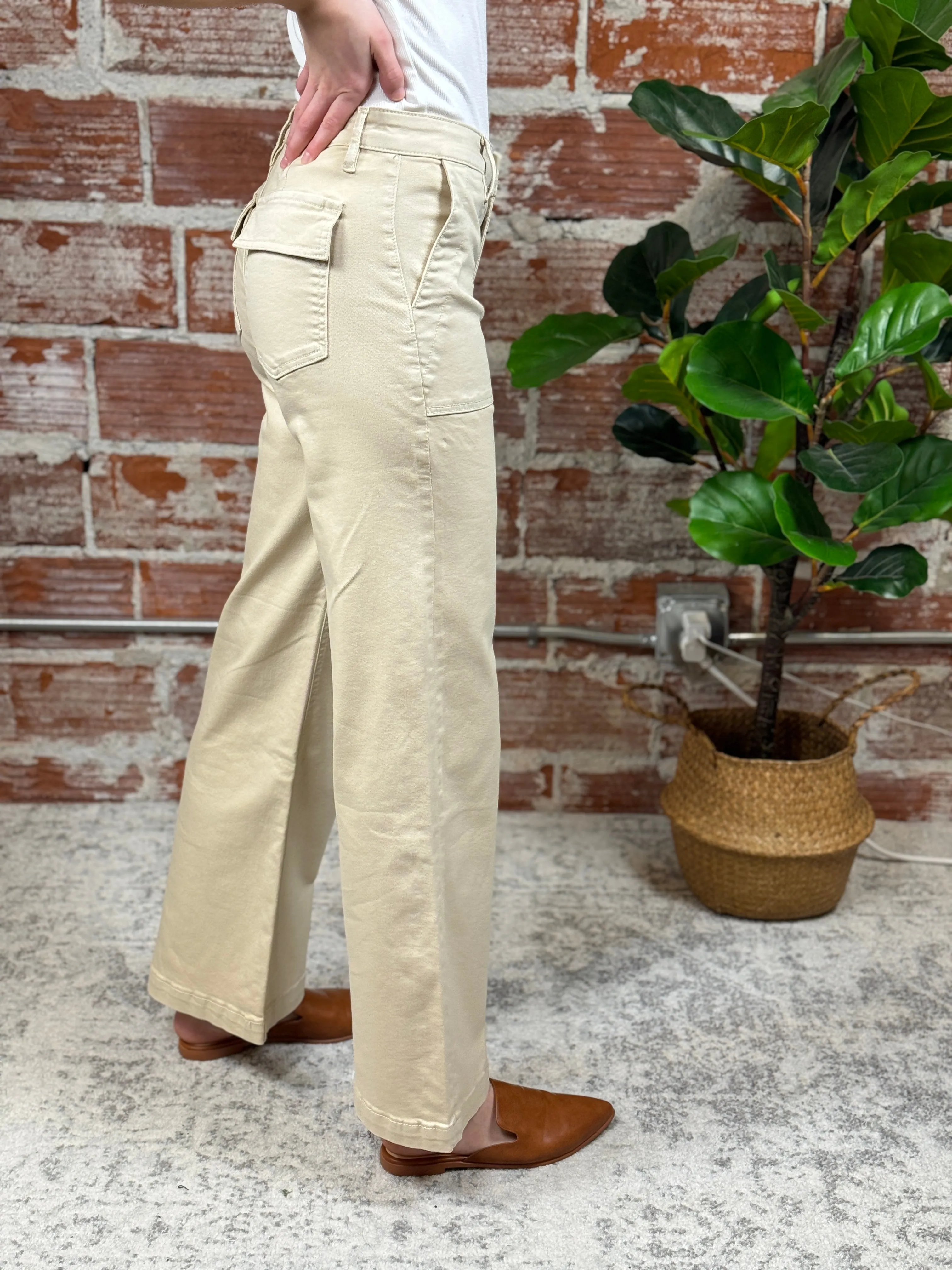 KUT MEG Wide Leg Pants in Beige