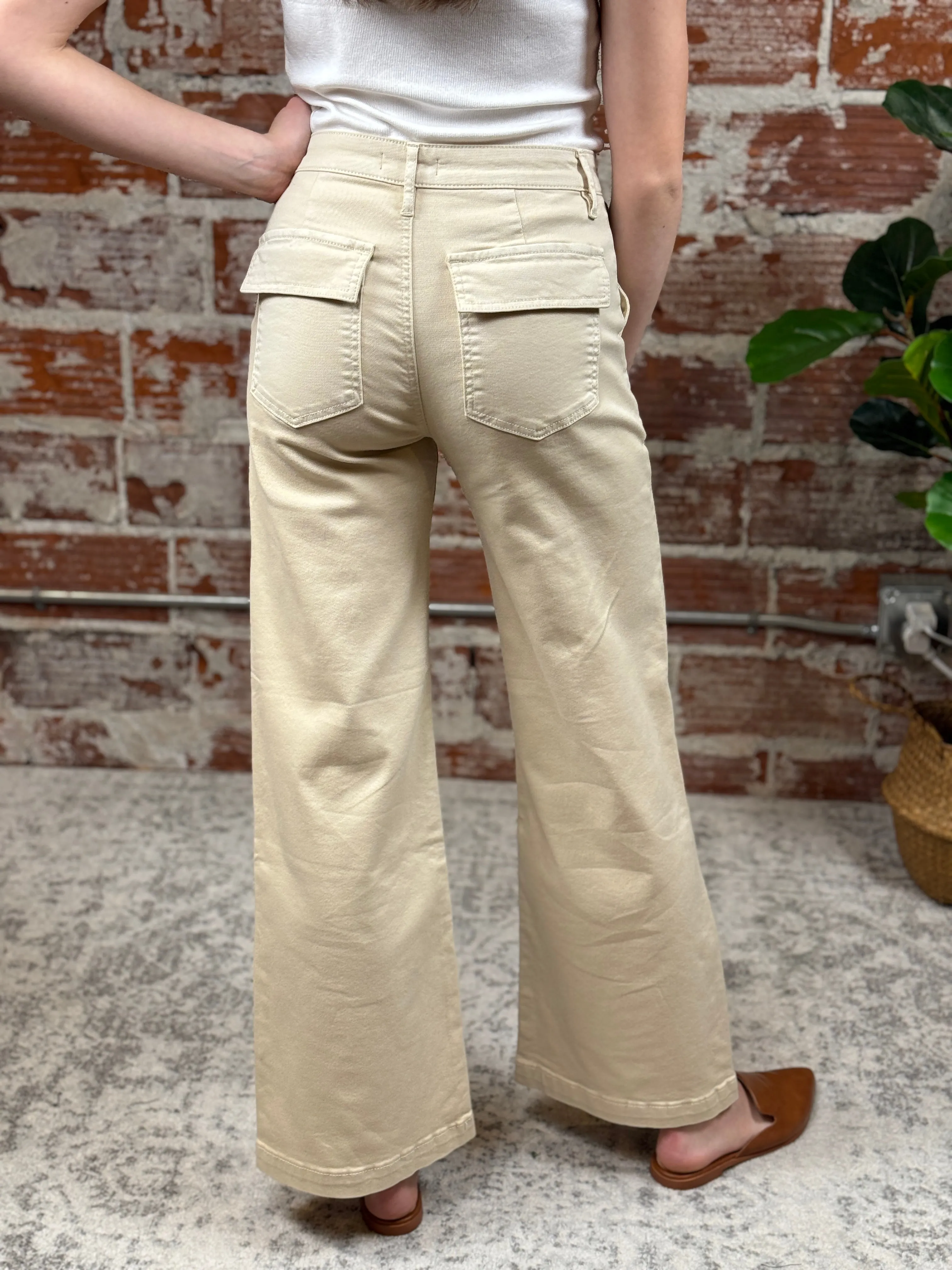 KUT MEG Wide Leg Pants in Beige