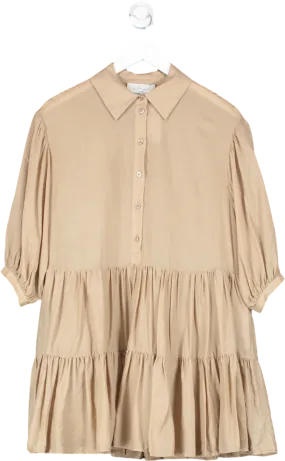 L'academie Brown Tiered Smock Dress UK XS