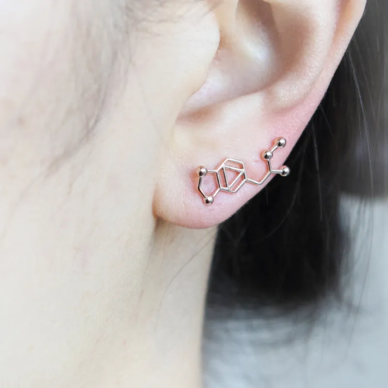 LSD Molecule Ear Climber / gold, silver, Pink gold