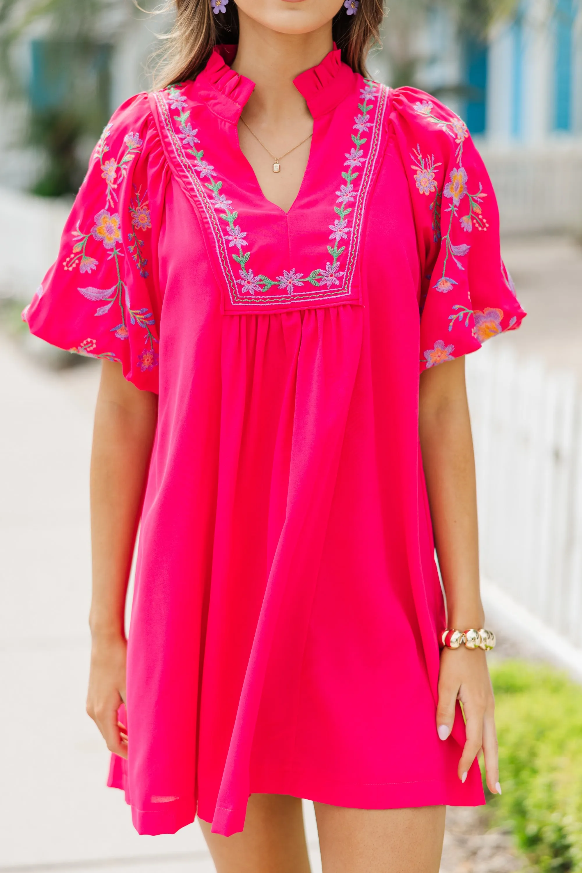 On Your Time Hot Pink Babydoll Dress