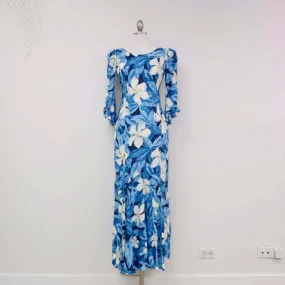 Plumeria Blue Long Dress 2701