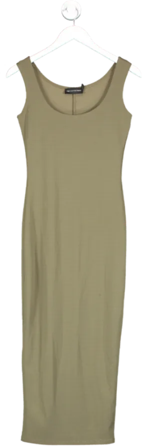 PrettyLittleThing Green Olive Basic Simple Maxi Dress UK 8