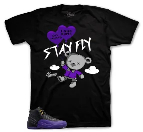 Retro 12 Field Purple Shirt - Money Over Love - Black