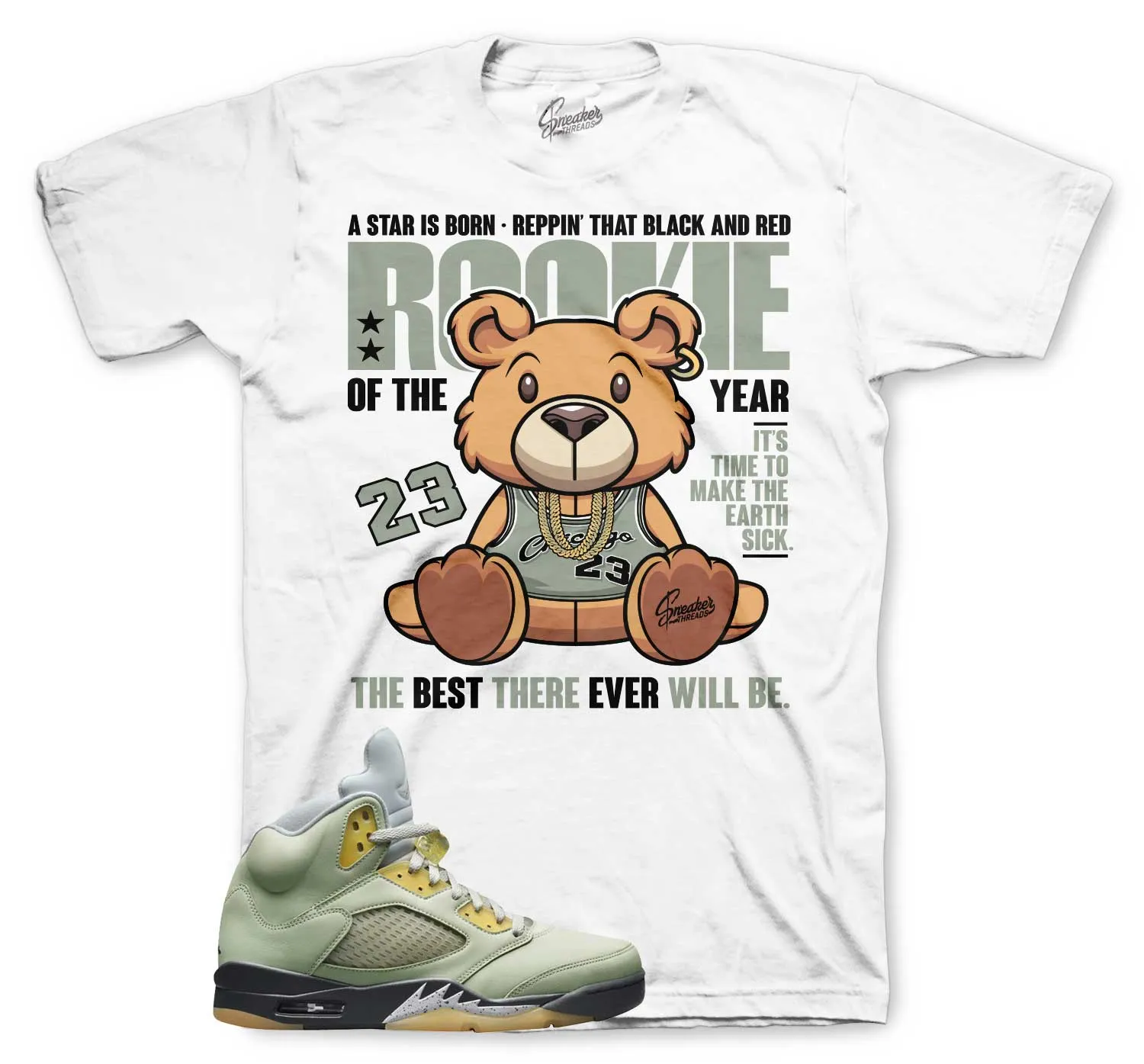 Retro 5 Jade Horizon Rookie Bear Shirt