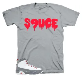 Retro 9 Fire Red Shirt - S9uce - Grey