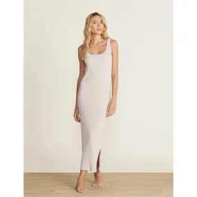 Ribbed Square Neck Dress - Bisque