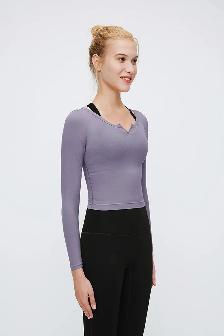 Sexy V Neck Long Sleeve Slim Fit Crop Top