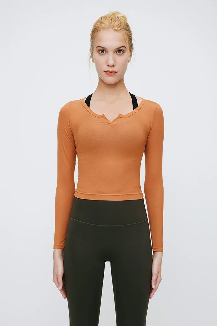 Sexy V Neck Long Sleeve Slim Fit Crop Top