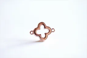 Shiny Pink Rose Gold Vermeil Quatrefoil Connector Charm, Rose Gold Clover Connector, gold four leaf quatrefoil clover connector link, 75