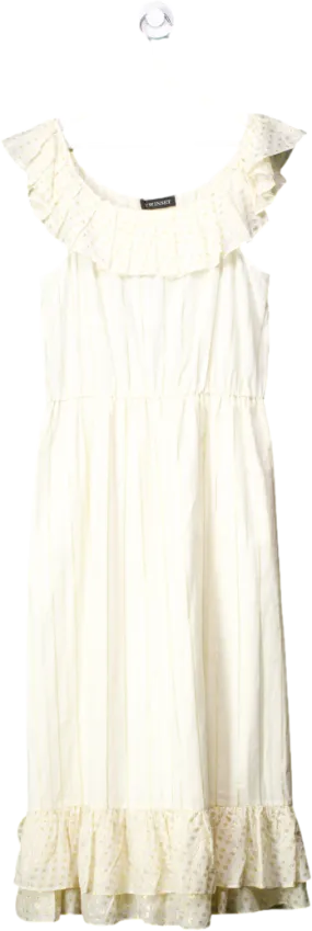 twinset Cream Metallic Thread Frill Hem Dress It44 UK 12