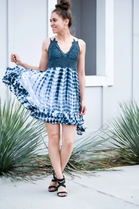 Victory Dark Teal Tie Dye Swing Dress