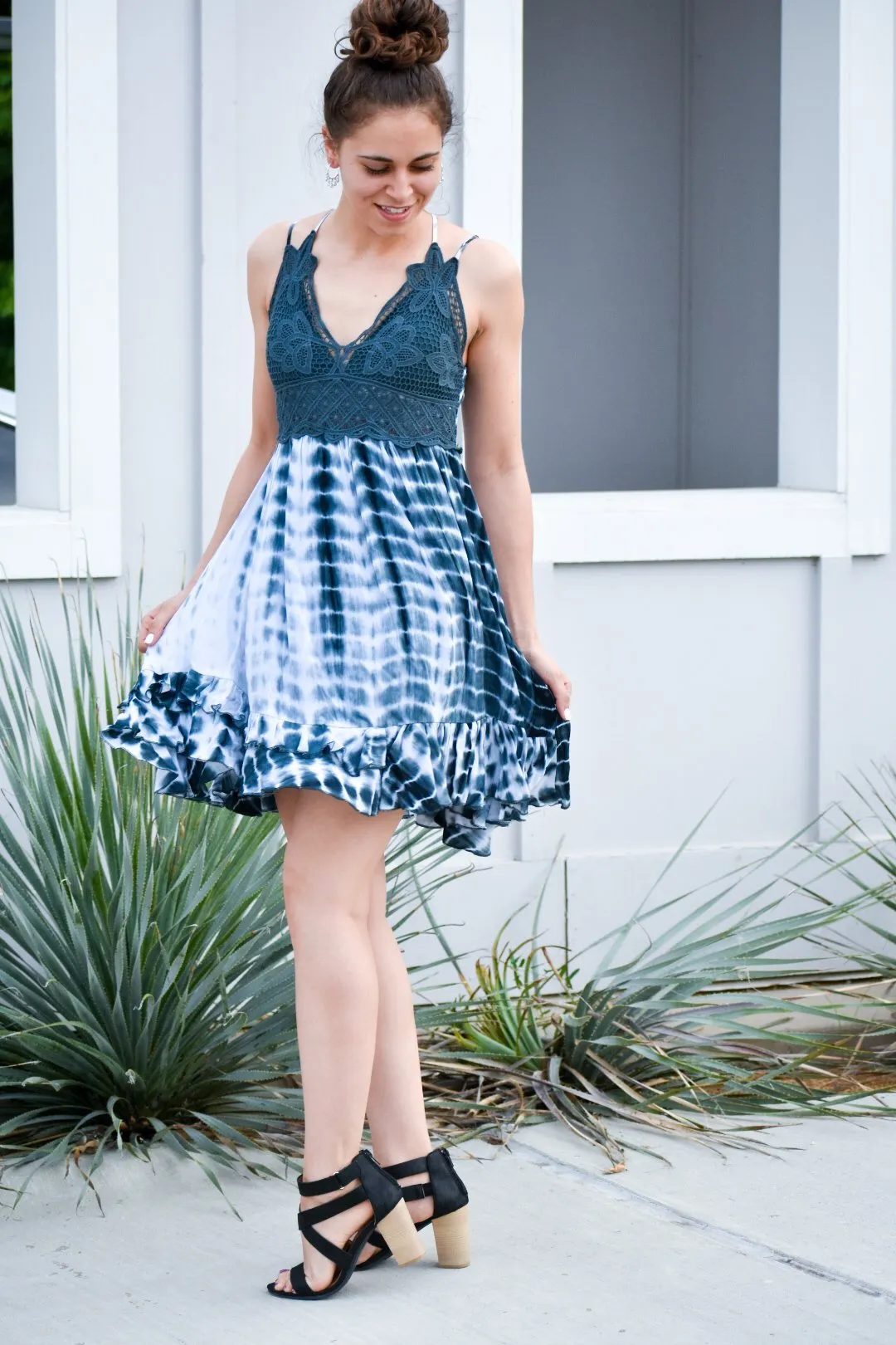 Victory Dark Teal Tie Dye Swing Dress