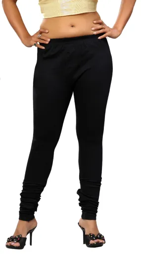 Womens Churidar Stretchable Leggings from India (Black)