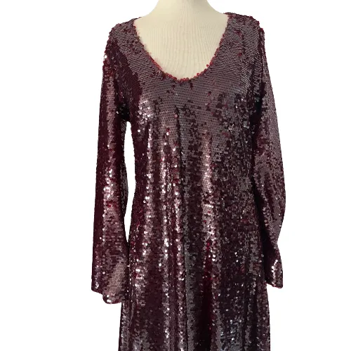 ZARA Burgundy Sequins Maxi Dress | Like New |